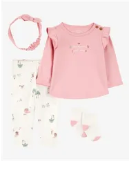 Conjunto 4 Piezas Casitas Rosas - Gris / 6 Meses