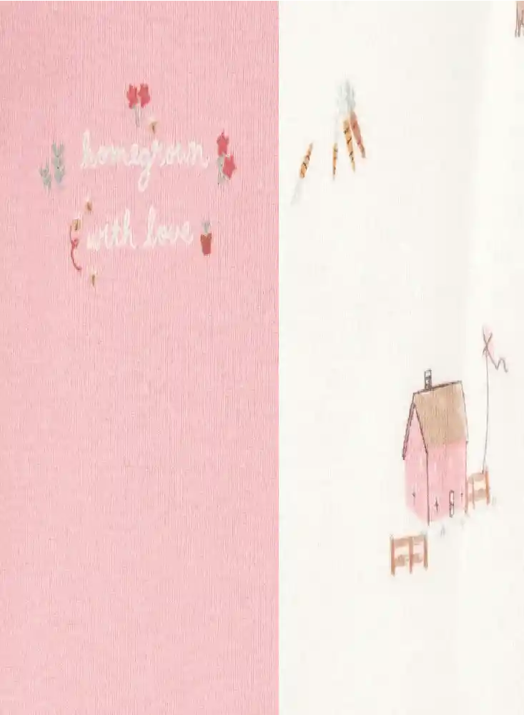 Conjunto 4 Piezas Casitas Rosas - Gris / 6 Meses