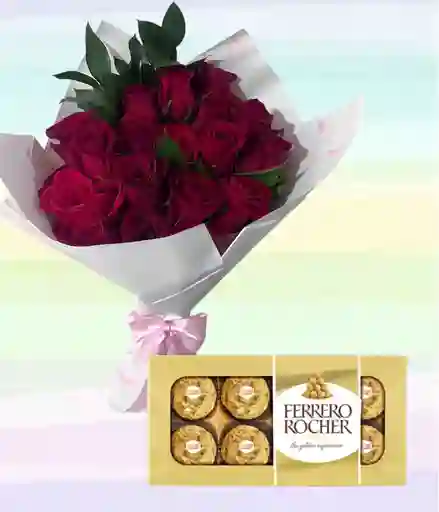 Flores Rosas X24 Con Ferrero