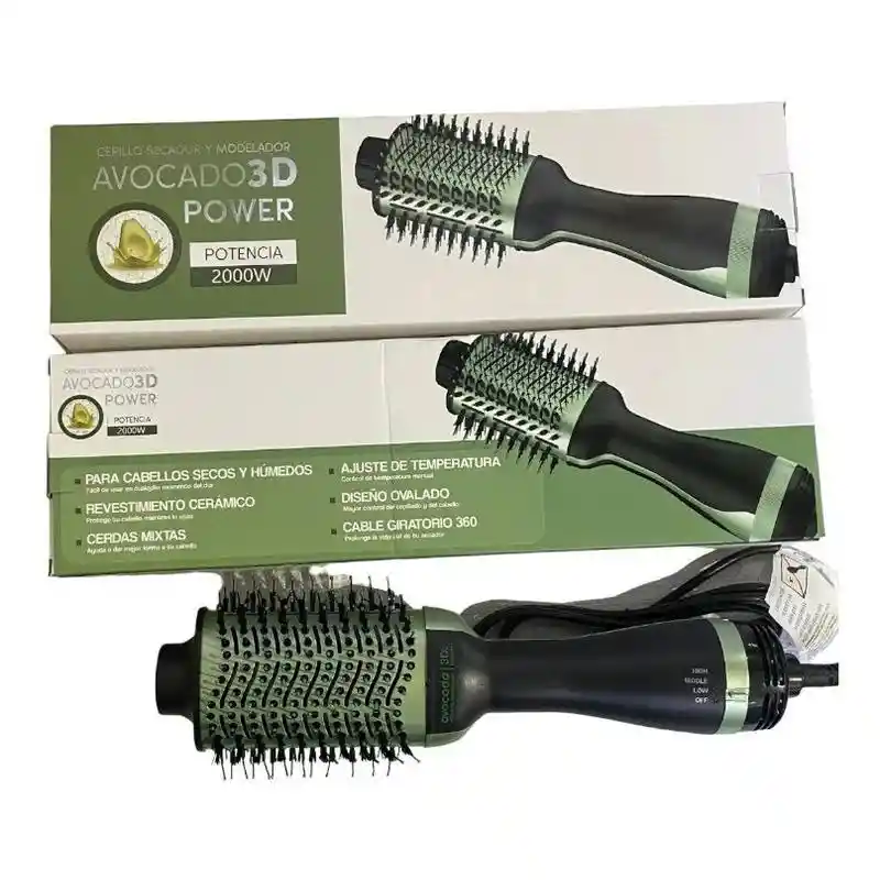 Cepillo Secador Cabello Aguacate 3d