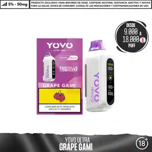 Yovo - Ultra 9000 A 18000 Puff Grape Gami / 5%-50mg