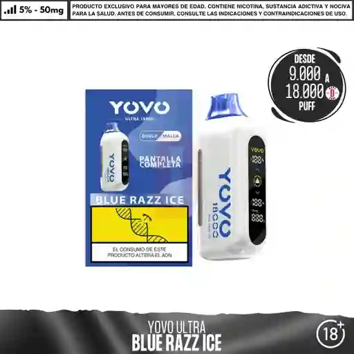 Yovo - Ultra 9000 A 18000 Puff Blue Razz Ice / 5%-50mg