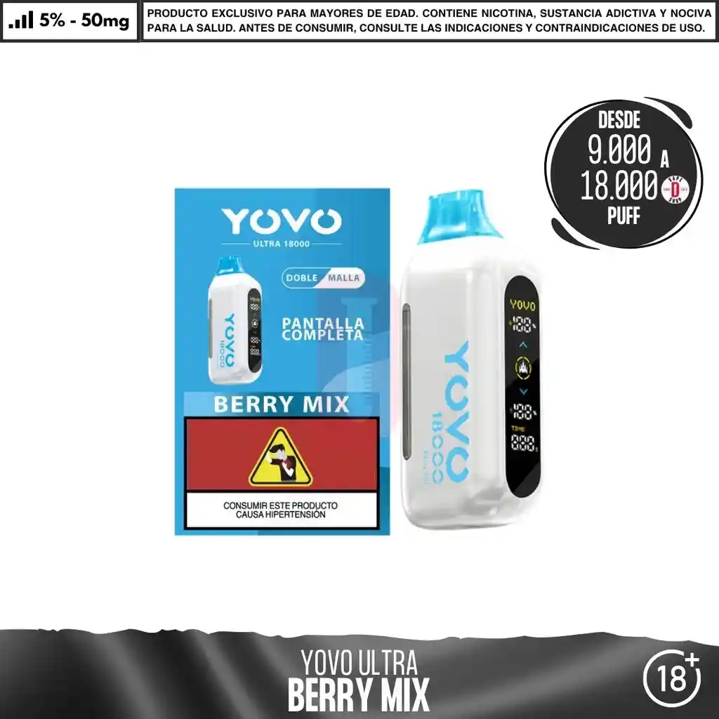Yovo - Ultra 9000 A 18000 Puff Berry Mix / 5%-50mg
