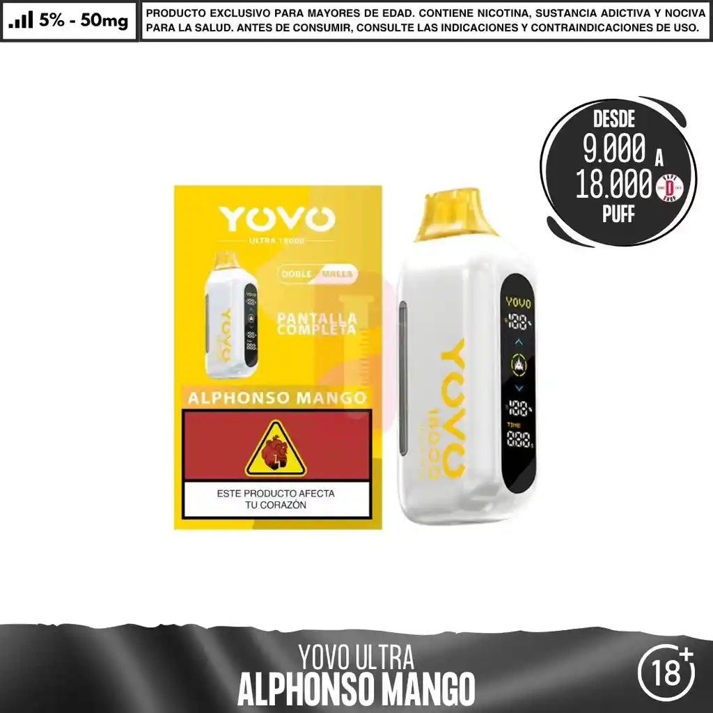 Yovo - Ultra 9000 A 18000 Puff Alphonso Mango / 5%-50mg