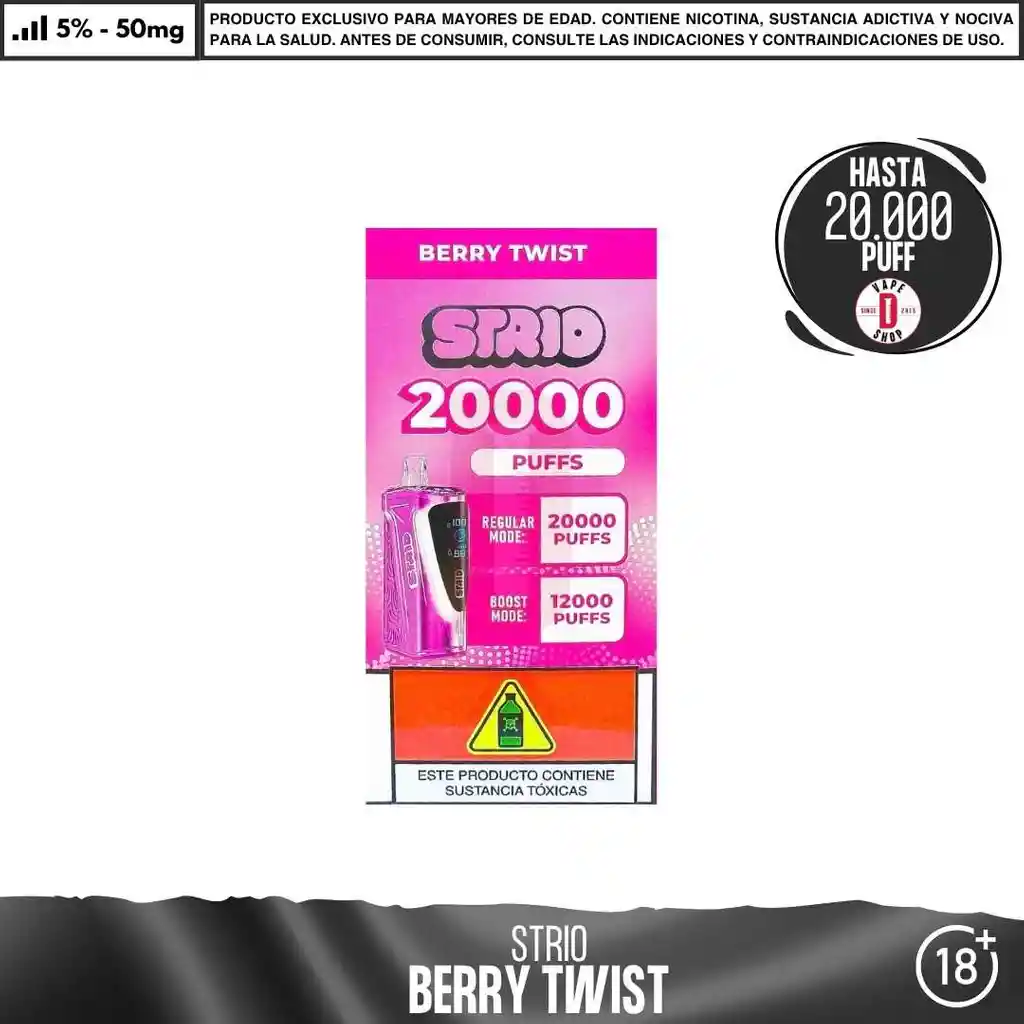 Strio - 12000-20000 Puffs - Berry Twist / 5%-50mg / 12000