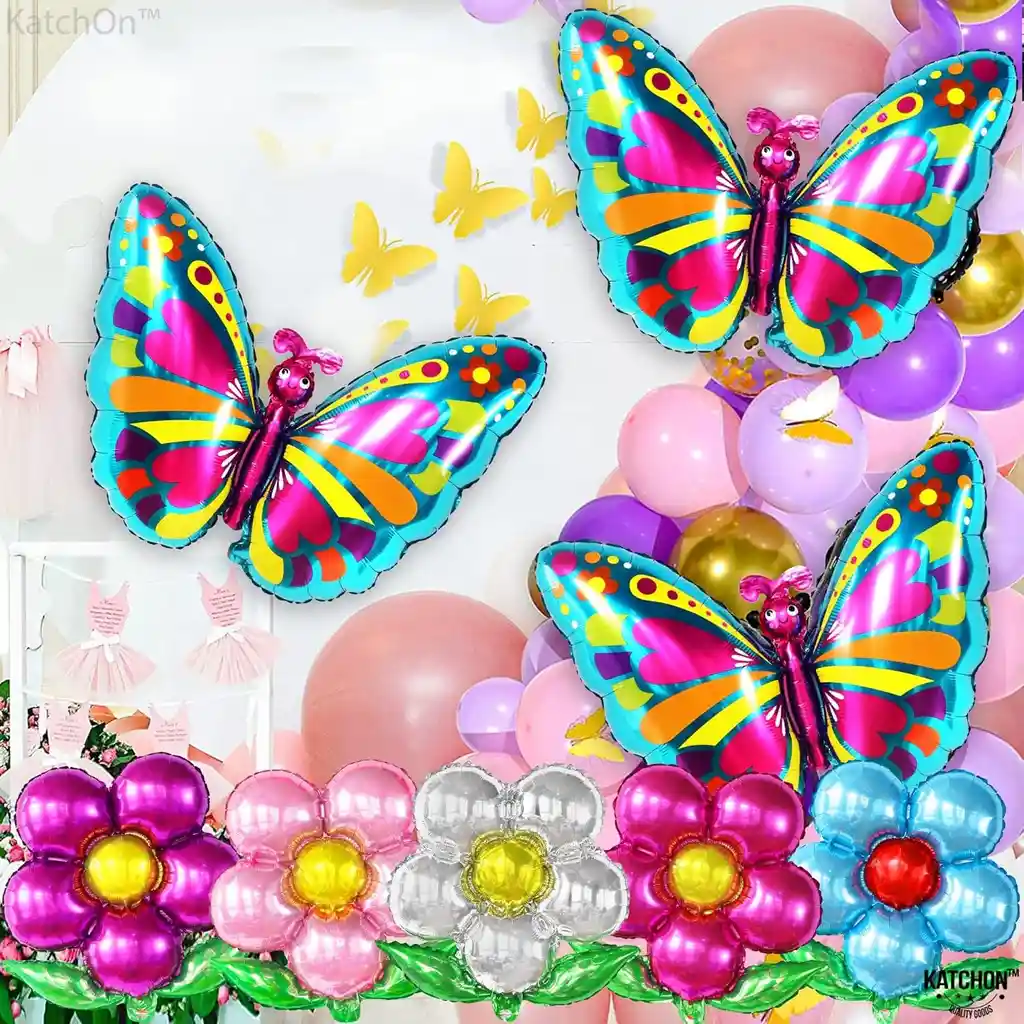 Globos Forma De Mariposa Jardin Grandes Metalizado X2