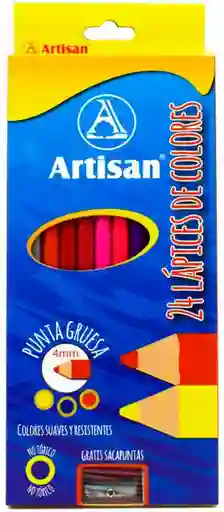Artisan 24 Lapices De Colores. Punta Gruesa (4mm). Gratis Sacapuntas.