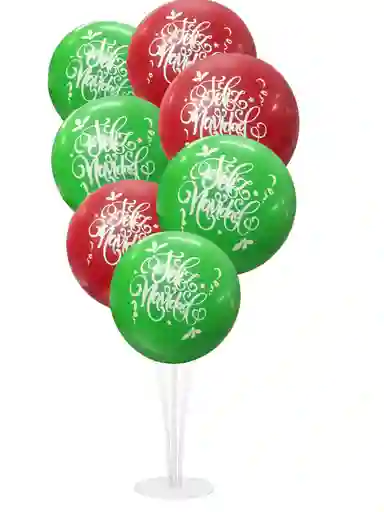 Globos De Latex Con Base De 7 Globos Incluye 7 Globos Feliz Navidad
