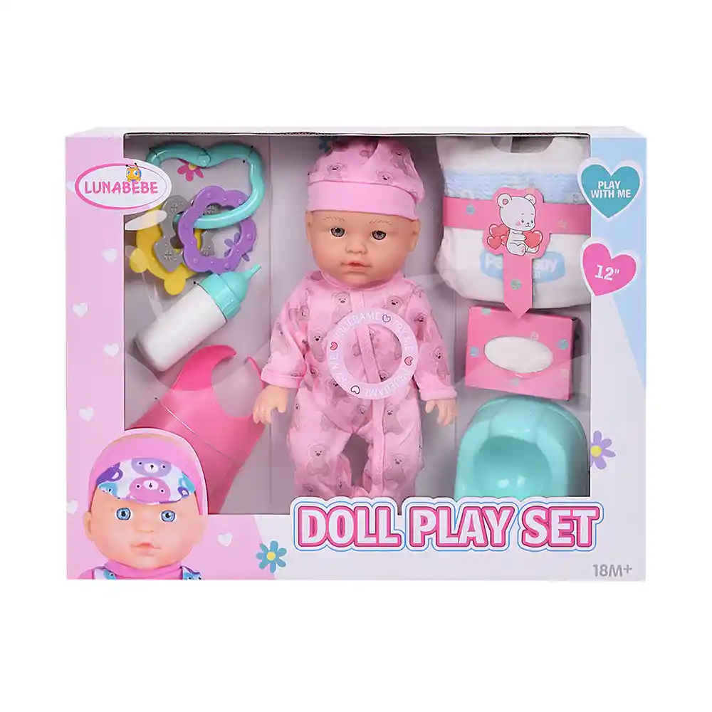 Luna Bebé 12'' Hora Del Baño Con Accesorios