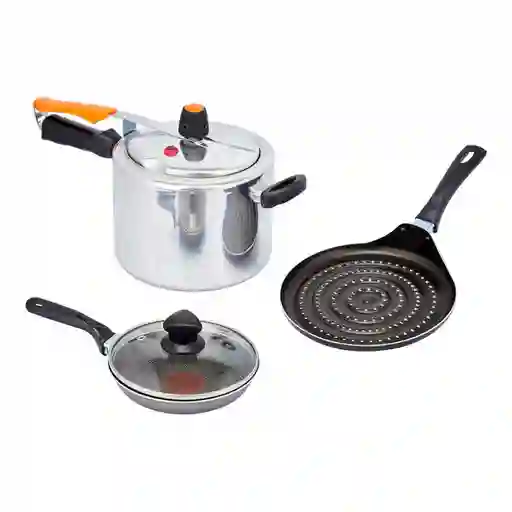 Olla A Presión 4.5lt + Sartén Arepas + Cacerola 16cm