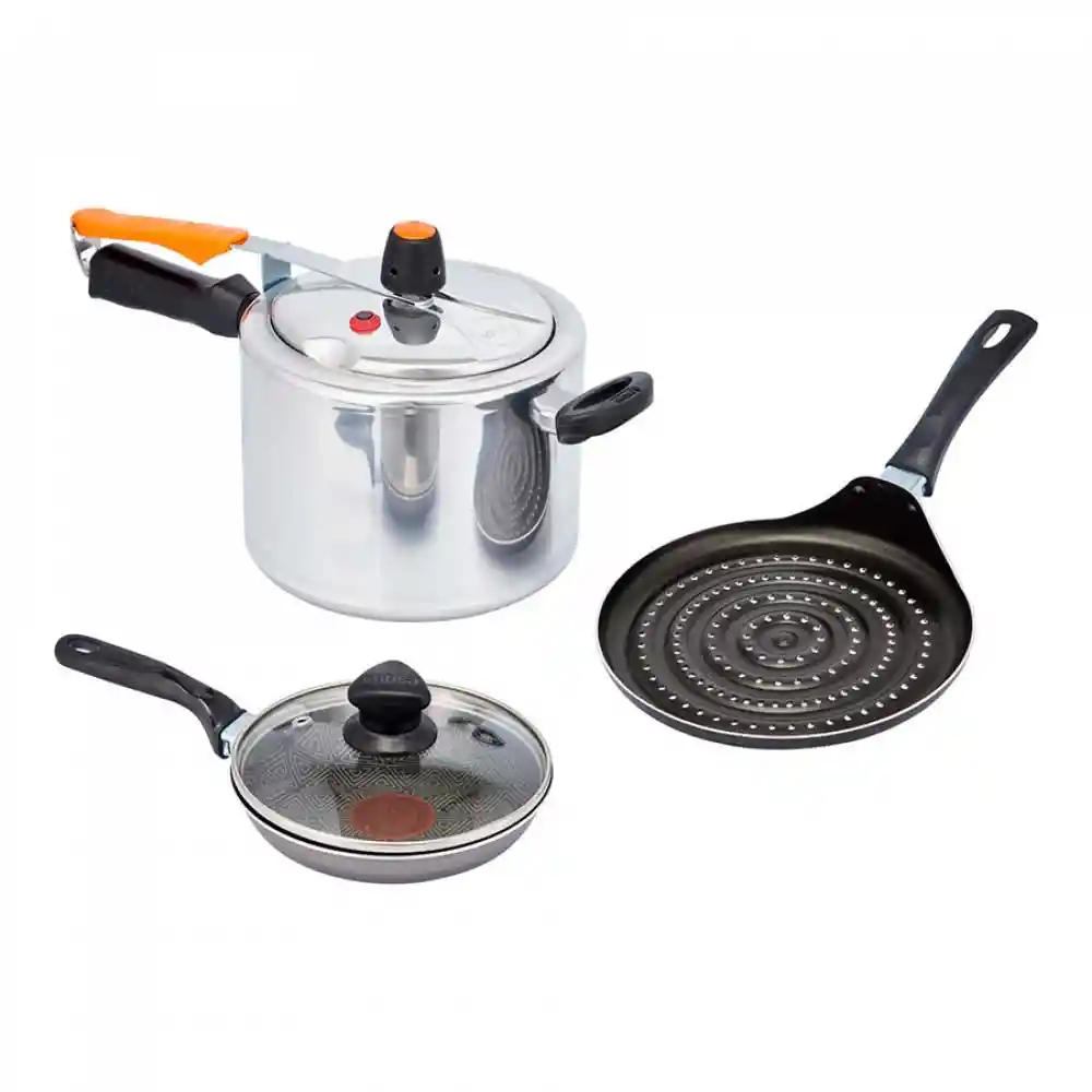 Olla A Presión 4.5lt + Sartén Arepas + Cacerola 16cm