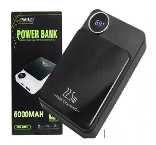 Power Bank 5.000 Mah 22.5w Carga Rda Con Indicador Ramitech