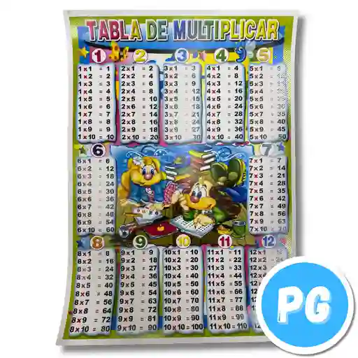 Afiche Medio Pliego Didactico Tablas De Multiplicar Vertical - Se Envia Un Motivo Aleatorio