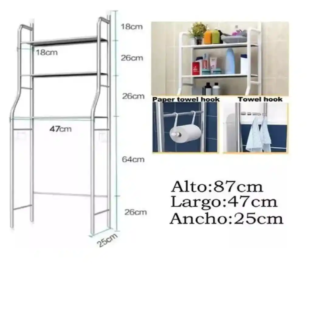 Organizador De Baño Rack 3 Niveles Multiproposito Color Blanco