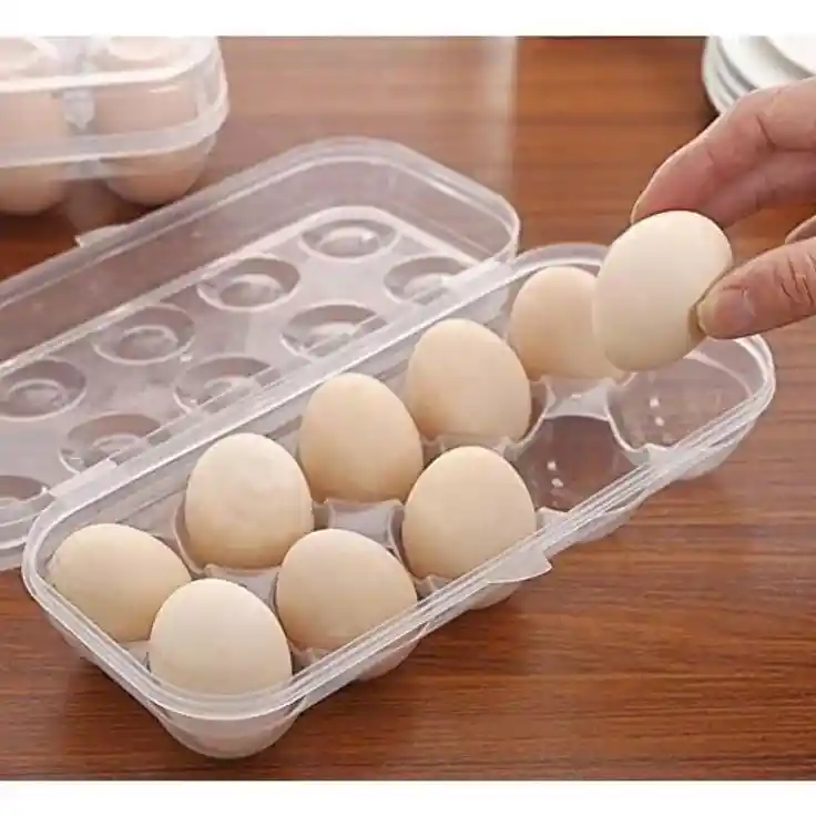 Kit Cubeta De Huevos Aa + Organizador Ahorra Espacio Para 10 Huevos