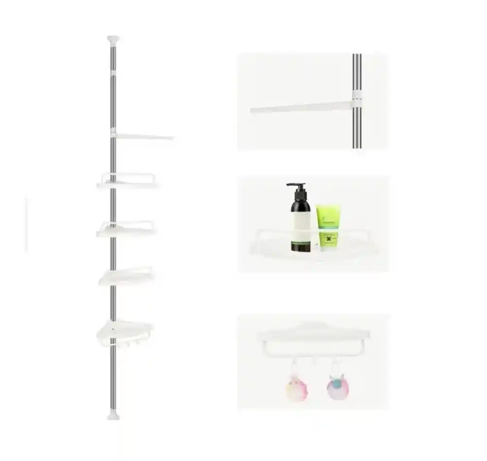 Organizador Esquinero De Baño Y Ducha 3.2 Mts De Altura Color Blanco
