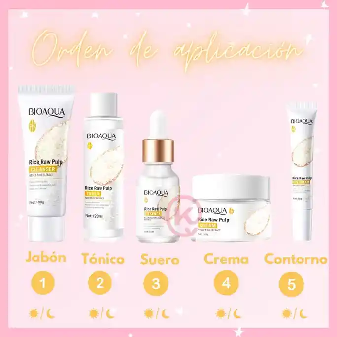 Bioaqua Kit De Arroz X 5 Aclarante Antiedad