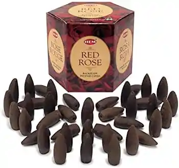 Incienso Cono Reflujo Hem Fragancia Rosa Roja Caja 40 Unidades 115g