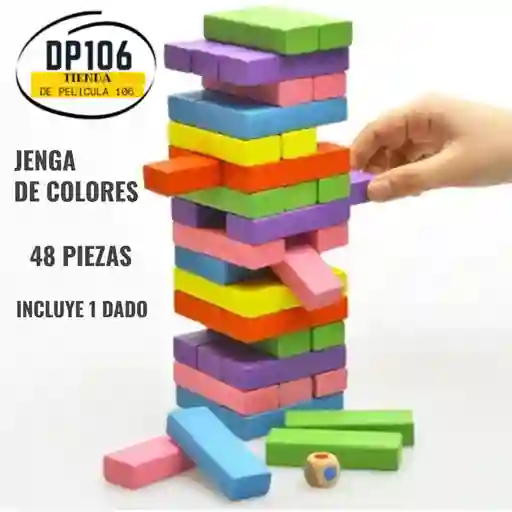 Juego Jenga De Colores – 48 Piezas Con Dado