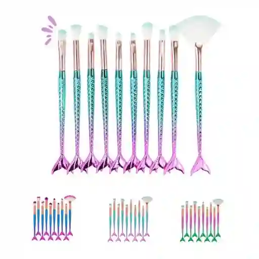 Brochas De Maquillaje X 10 Estilo Sirena