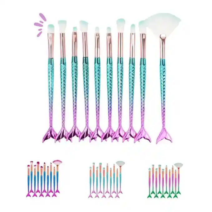 Brochas De Maquillaje X 10 Estilo Sirena