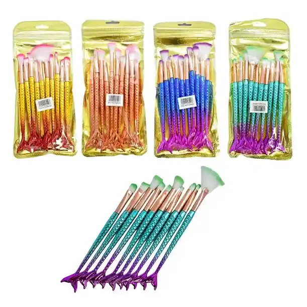 Brochas De Maquillaje X 10 Estilo Sirena