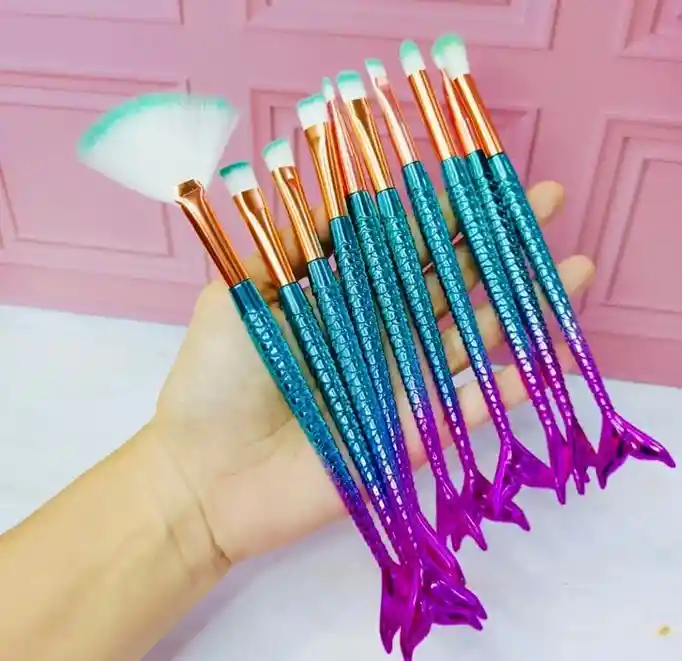 Brochas De Maquillaje X 10 Estilo Sirena