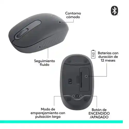 Logitech M196 Mouse Inalámbrico Bluetooth, Grafito 910-007456