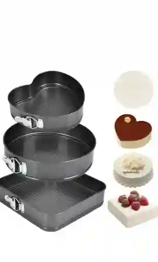 Set 3 Moldes Para Horno En Forma Corazón Cuadrado Redondo