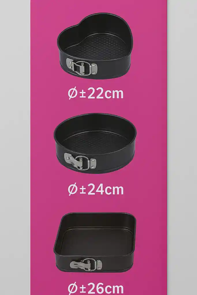 Set 3 Moldes Para Hornear Repostería En Forma Corazón Cuadrado Redondo