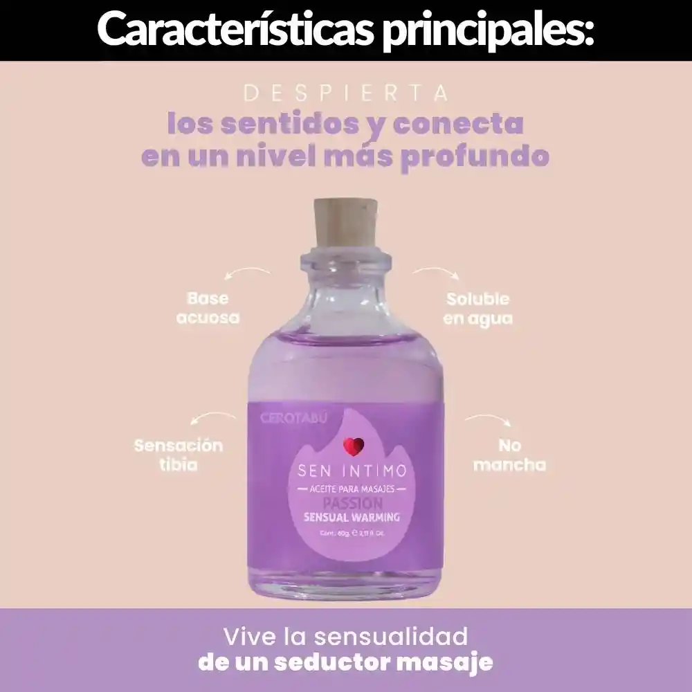 Aceite Corporal Para Masajes Tibio Passion X60 Ml
