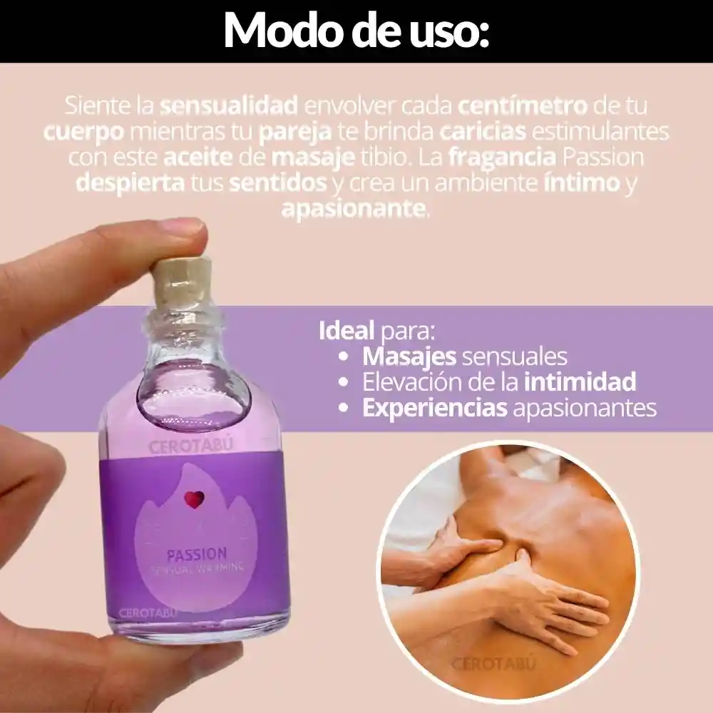 Aceite Corporal Para Masajes Tibio Passion X60 Ml