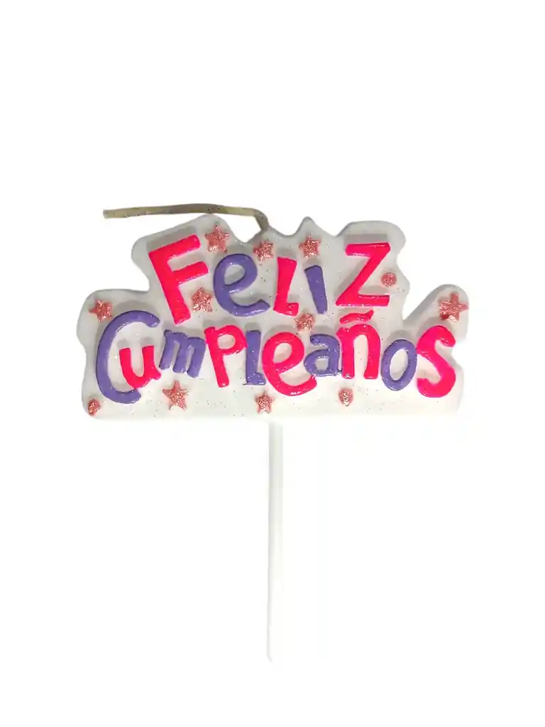 Vela Feliz Cumpleaños Fucsia/lila