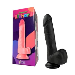 Dildo Consolador 20cm Black Realista Masturbador Richard Con Ventosa Silicona Suave Lgbtiq Ano Vagina Más Placer