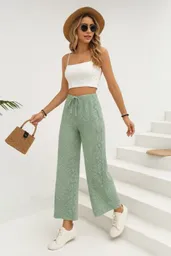 Pantalón Palazzo Encaje (ojalillo) Con Forro Short Talla Unica