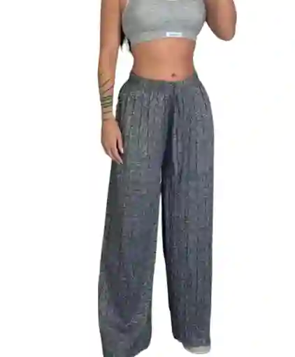 Pantalon Palazzo Jaspe Gris Oscuro Talla Unica Sin Bolsillos