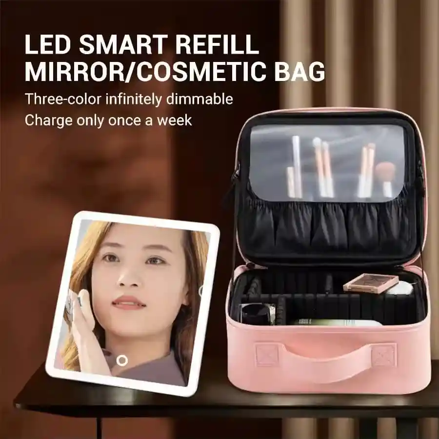 Estuche De Cosméticos Viaje Portátil Con Luz Led Maquillaje
