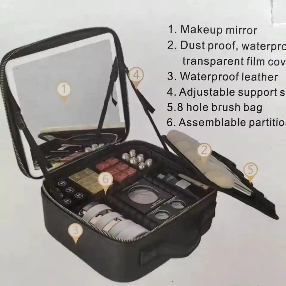 Estuche De Cosméticos Viaje Portátil Con Luz Led Maquillaje