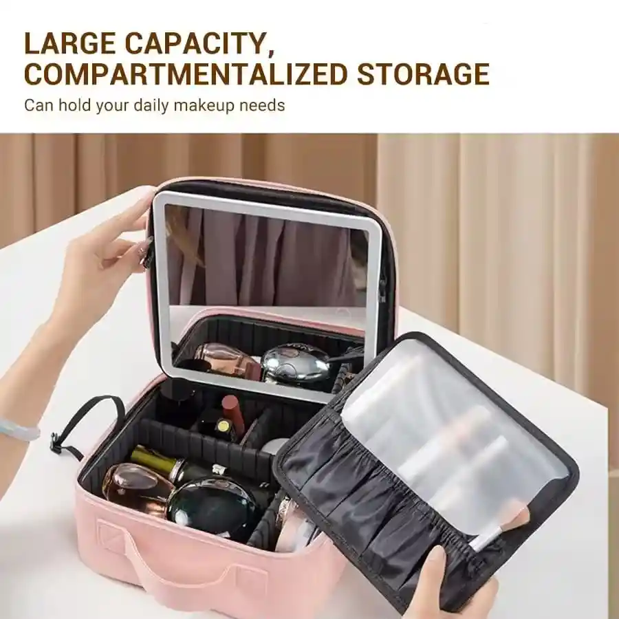 Estuche De Cosméticos Viaje Portátil Con Luz Led Maquillaje