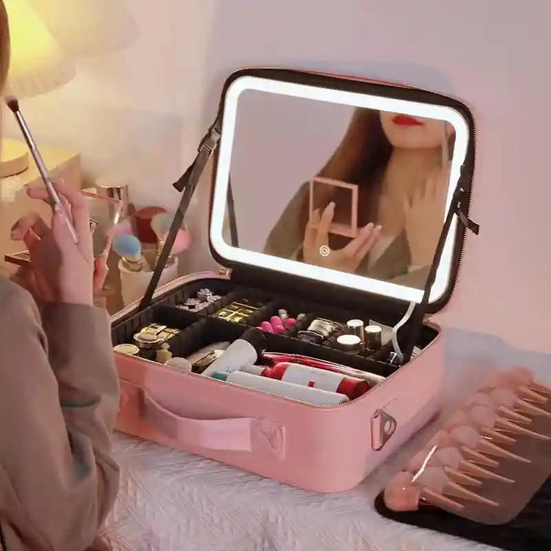 Estuche De Cosméticos Viaje Portátil Con Luz Led Maquillaje