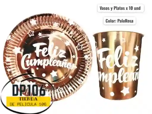 Vasos Y Platos De Cumpleaños Palorosa X 10 Und