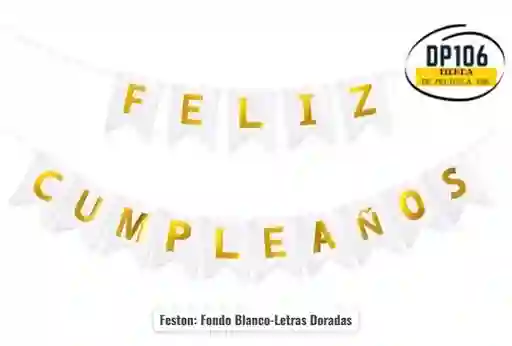 Feston Feliz Cumpleaños Blanco / Banderin / Guirnalda X 1 Und