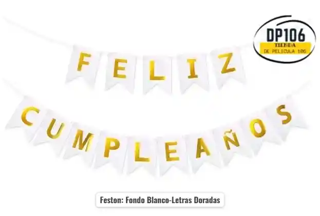 Feston Feliz Cumpleaños Blanco / Banderin / Guirnalda X 1 Und
