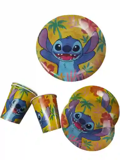 10 Platos Y 10 Vasos De Stitch Stich Lilo Deoracion Fiestas Cumpleaños