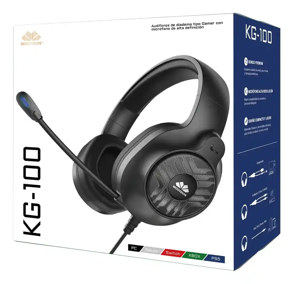 Audífonos Diadema Gamer Movisun Kg-100 Con Micrófono