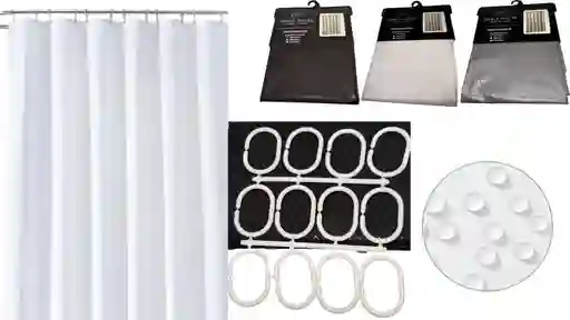 Cortinas Baño Ducha 100% Impermeable Huecos 12 Aros 3 Colores