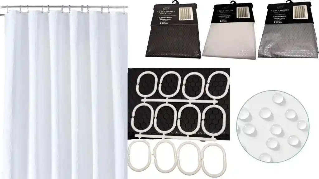 Cortinas Baño Ducha 100% Impermeable Huecos 12 Aros 3 Colores