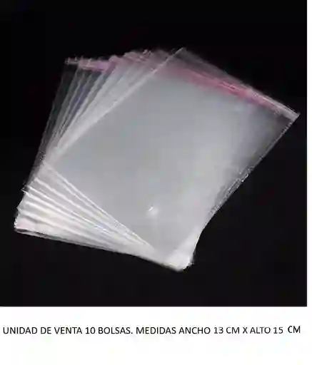 Bolsa Con Adhesivo Celofan 13 X15 Cm X 10 Unidades