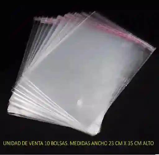 Bolsa Con Adhesivo Celofan 23 X35 Cm X 10 Unidades