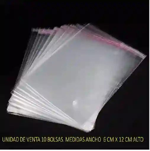 Bolsa Con Adhesivo Celofan 6cm X12 Cm X 10 Unidades